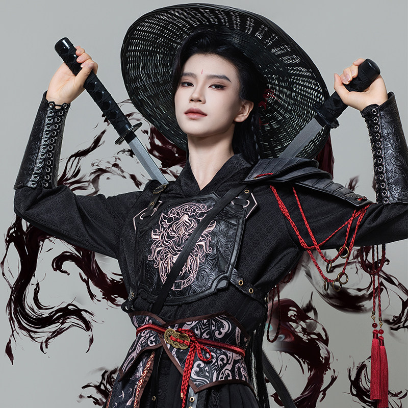 焚夜|花悦诗风原创文武袖改良少年感武侠风交领汉服马面裙套装 - 图1