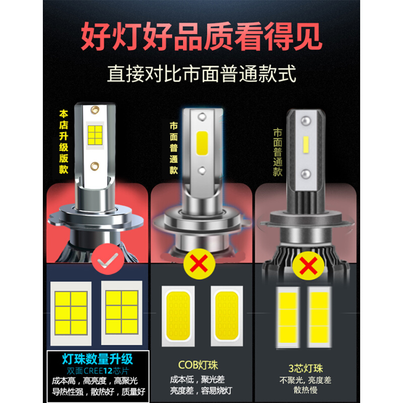 大灯货车 汕改装 灯泡白光远光灯G7WG7led C7H24V德卡近光重汽C5H - 图2