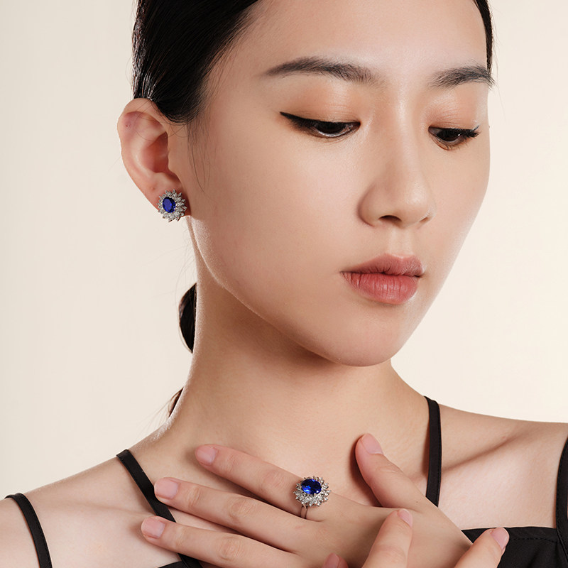 Victoria Crowne英伦王朝 戴妃款矢车菊蓝宝石耳钉高级生日礼物,淘宝优惠券,粉丝福利购,淘宝优惠卷