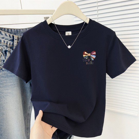 Women's 2025 summer new slim fit inner round neck short blouse