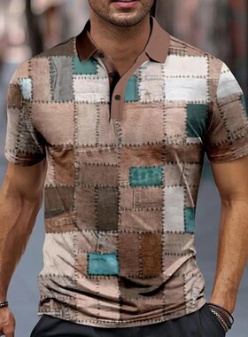 Plaid Men's Sportswear 3D Printed Men's Polo Shirt Summer Ne