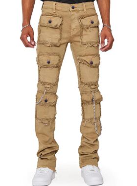 Multi-pocket Cargo Jeans Y2k Men’s Jeans Stretch Straight-l