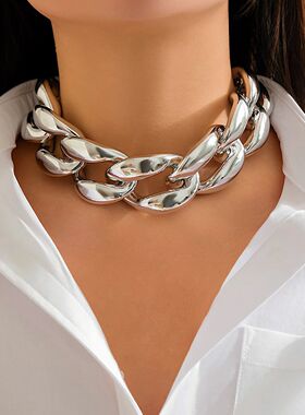 Exaggerated Plastic CCB Big Chunky Chain Necklace for Women