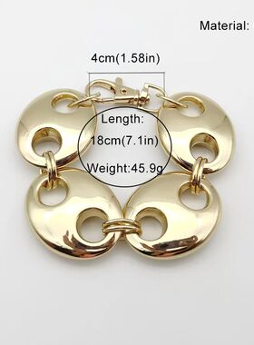 Exaggerated Punk Thick CCB Metallic Golden Oval Short Neckla