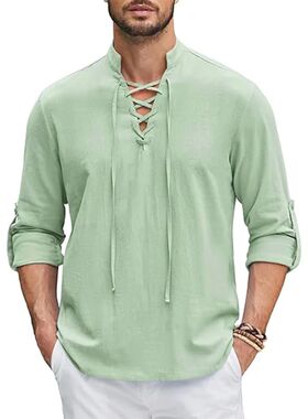 Men's Renaissance Shirt Pirate Medieval Viking top Cotton Li