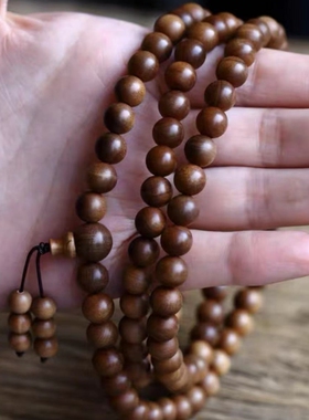檀香木手串老印度老山檀香108颗佛珠念珠项链文玩香檀木手链男女