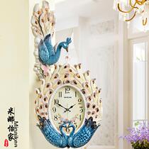 Eurostyle hanging bell two-sided clock living-room clock peacock decoration art hanging watch clock atmosphere