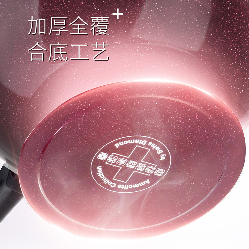 瑞士SwissDiamond不粘锅炒锅家用平底锅32/24无油烟炒锅煎锅6件套 - 图3