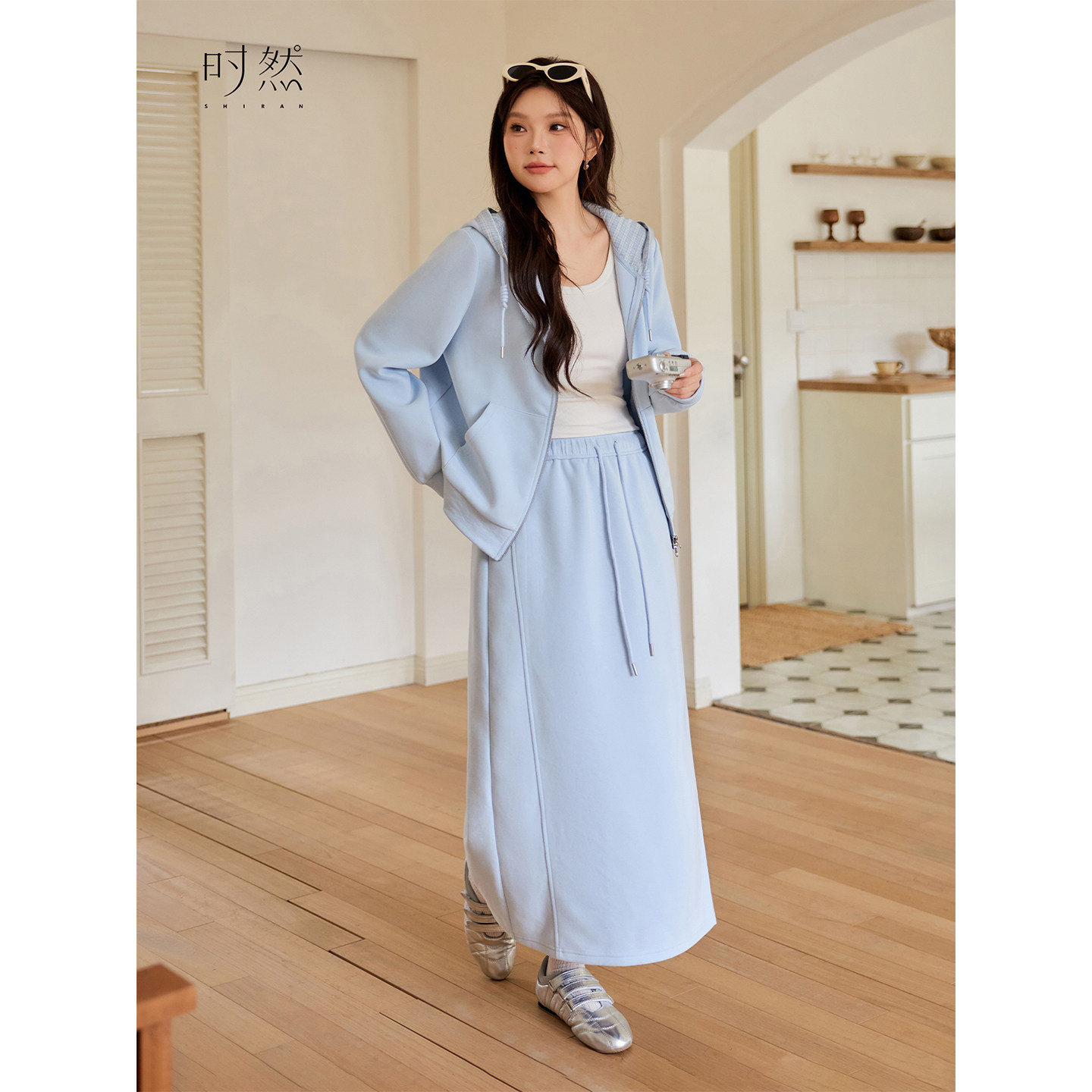 时然大码开叉高腰半身裙微胖mm春秋新品卫衣裙子时尚套装女装长裙,淘宝优惠券,粉丝福利购,淘宝优惠卷