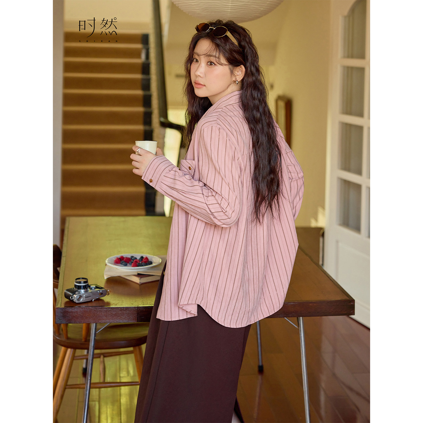 时然大码女装条纹衬衫2025年秋季新款微胖mm遮肉显瘦休闲长袖上衣,淘宝优惠券,粉丝福利购,淘宝优惠卷