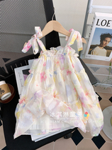 Girls hanging band dress Summer 2023 new children Dress Ocean Gas Vest Beach Skirt Woman Baby Summer Clothing Dress Surges