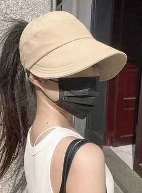 新夏季薄款鸭舌空顶渔夫帽韩系时尚可扎高马尾防晒防紫外线可折叠