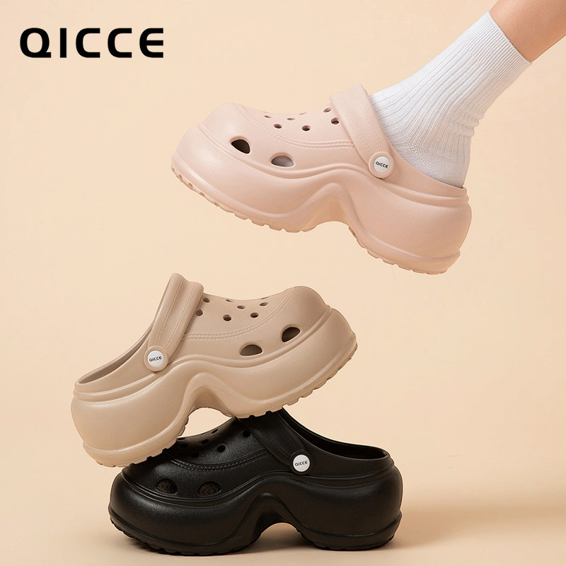 【轻臣】茉莉洞洞鞋8CM增高女款轻便透气可外穿EVA软底防滑底凉鞋