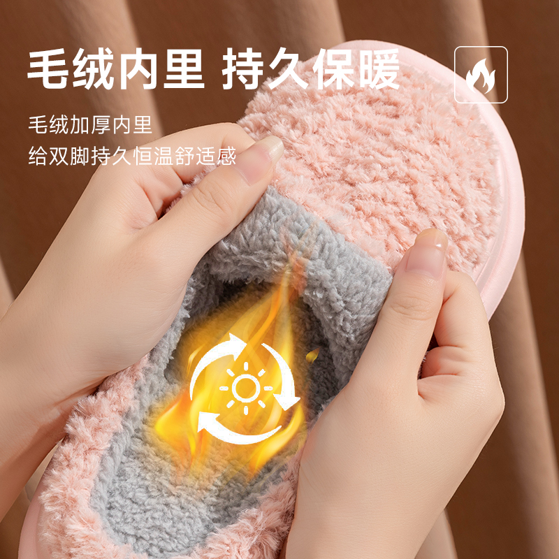 冬季棉拖鞋女款2024新款秋冬家居防滑保暖毛绒毛毛拖鞋室内厚底