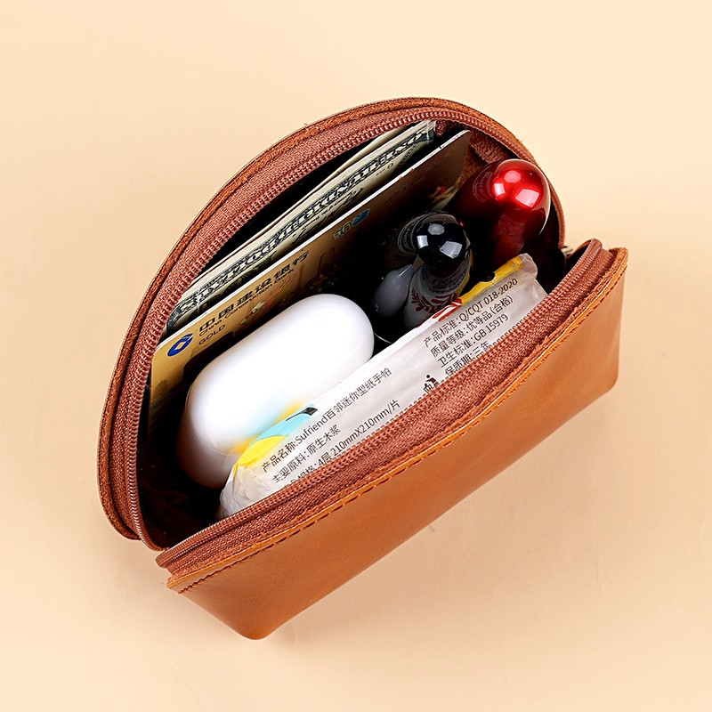 新款油蜡皮小钱包复古简约迷你贝壳零钱包经典实用硬币钥匙收纳包,淘宝优惠券,粉丝福利购,淘宝优惠卷