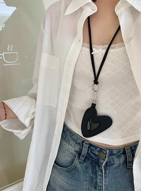 爱心挂绳小包项链皮质韩系可爱