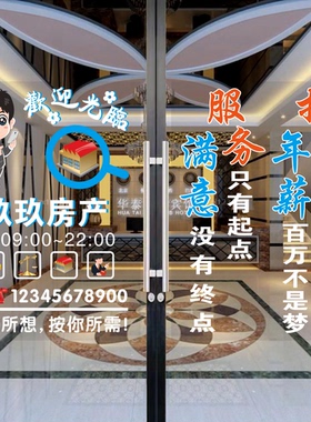 房产中介房屋租售服务玻璃门贴纸
