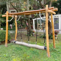 Park Outdoor log Multi-person parent-child swing chair Childrens toy sophoria wood sensation Slutty Bridge Outdoor Sling Swing