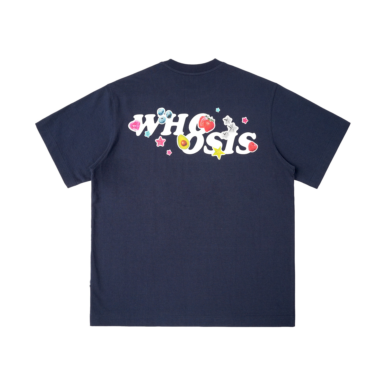 WHOOSIS(不知其名)水果贴纸短袖T恤夏季新款百搭圆领宽松男女潮 - 图2