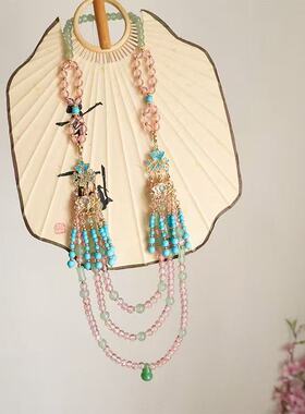 古国风战国魏晋曲裾粉色多层软璎珞汉服明宋制新中式百搭颈配饰品