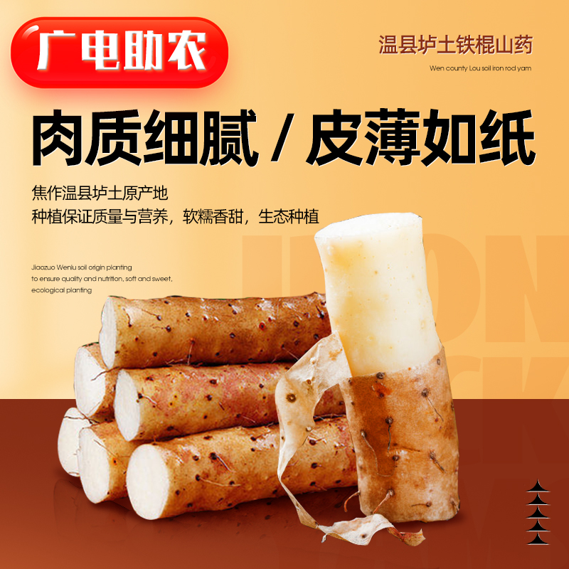 （廣電助農）港之經典40公分5斤裝新鮮現挖溫縣鐵棍山藥順豐包郵_港之經典旗艦店_糧油調味/速食/干貨/烘焙