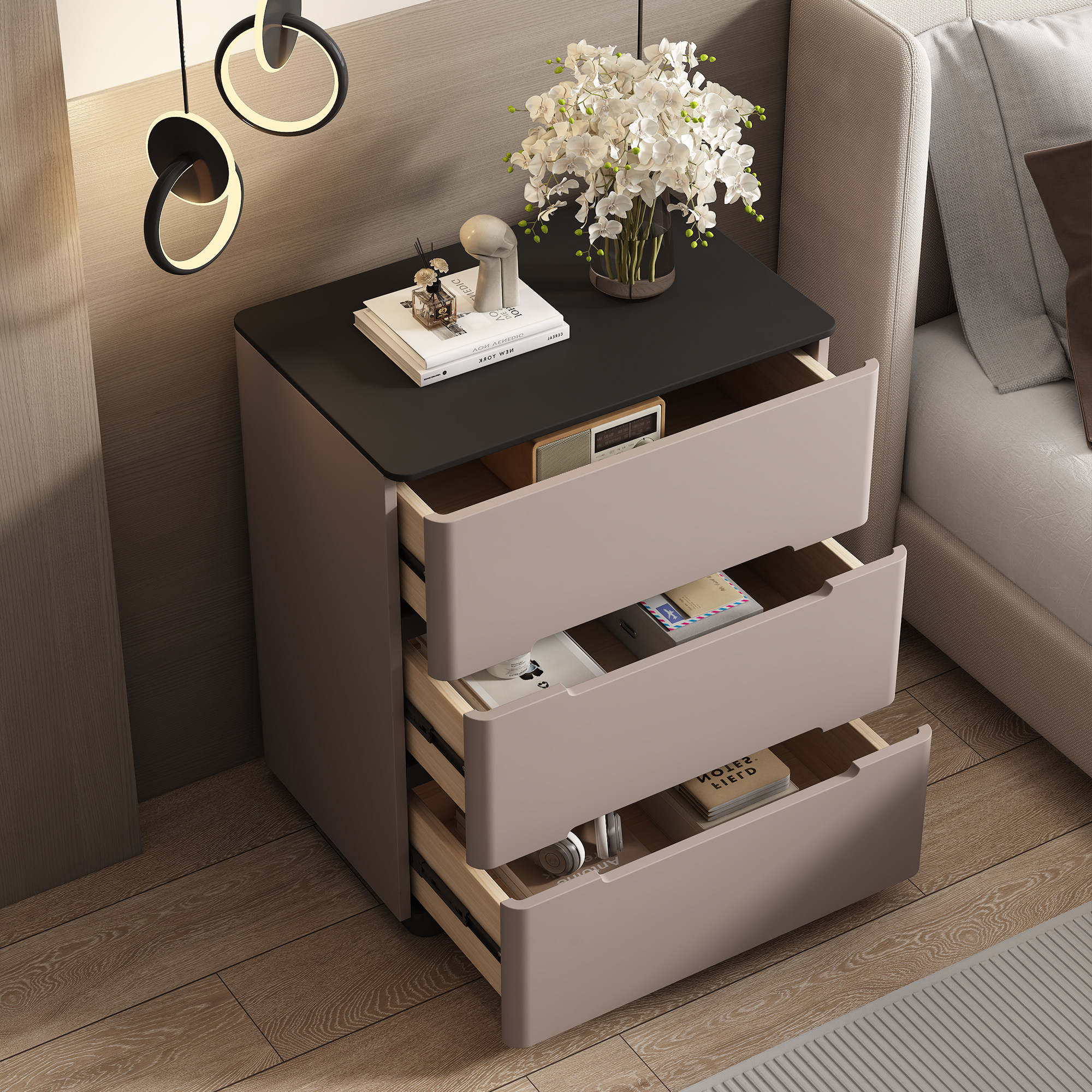 实木床头柜2025年新款卧室高级感现代简约家用抽屉储物收纳床边柜 - 图0