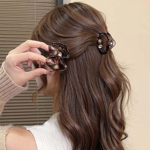 咖色半扎发小抓夹女高级感2025新款后脑勺发夹边夹侧边鲨鱼夹头饰 - 图3
