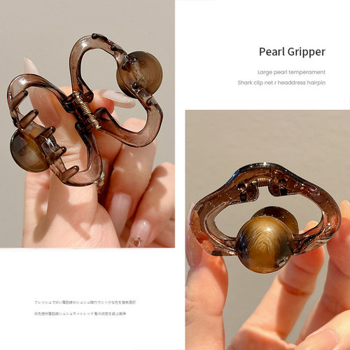 咖色半扎发小抓夹女高级感2025新款后脑勺发夹边夹侧边鲨鱼夹头饰 - 图2