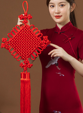 迷你红色中国结平安结绿植小挂件