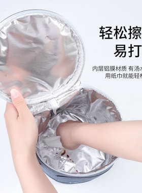 日式圆形饭盒袋手提便携便当袋带