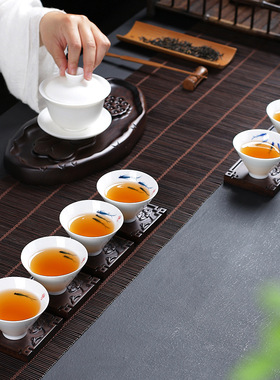 浮雕杯垫黑檀木杯托实木整版雕刻