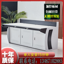 Dual-link triple monitor thickened arched operating station command center dispatch control enclosure console table customisation