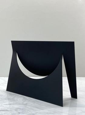 简约现代黑色创意方片切割金属几何摆件样板间客厅餐桌桌面装饰品