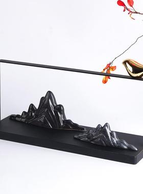 现代新中式风景山脉摆件茶室样板房禅意酒店玄关桌面微景观装饰品