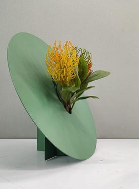 现代简约欧式轻奢金色几何拼接花器花插摆件样板房售楼处软装饰品