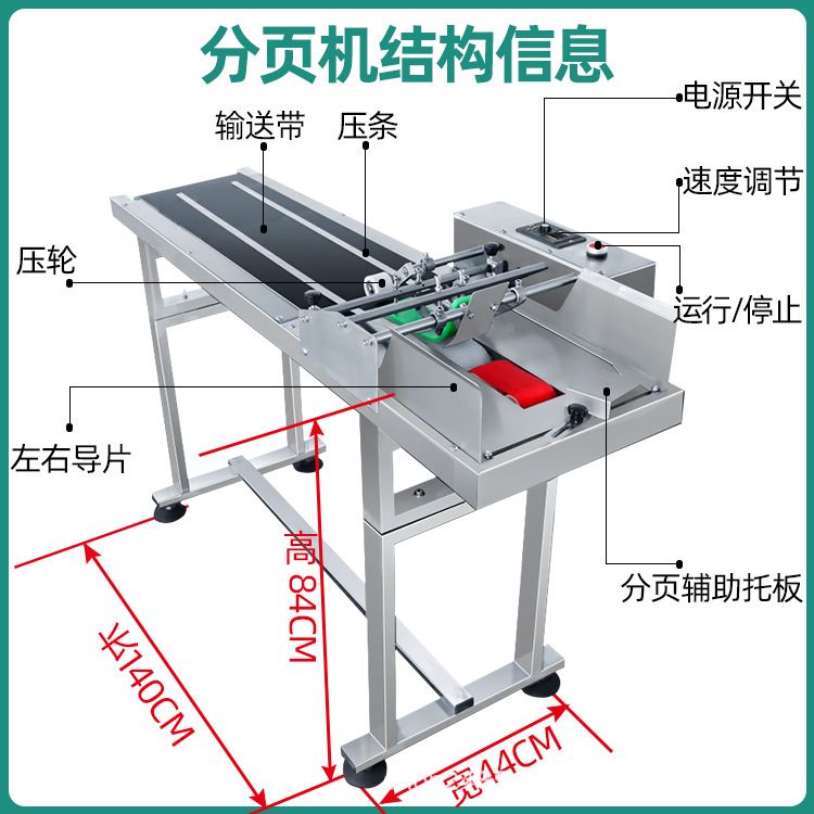 可调节高速分页机全自动流水线打生产日期塑料袋包装袋卡片分离机-图1