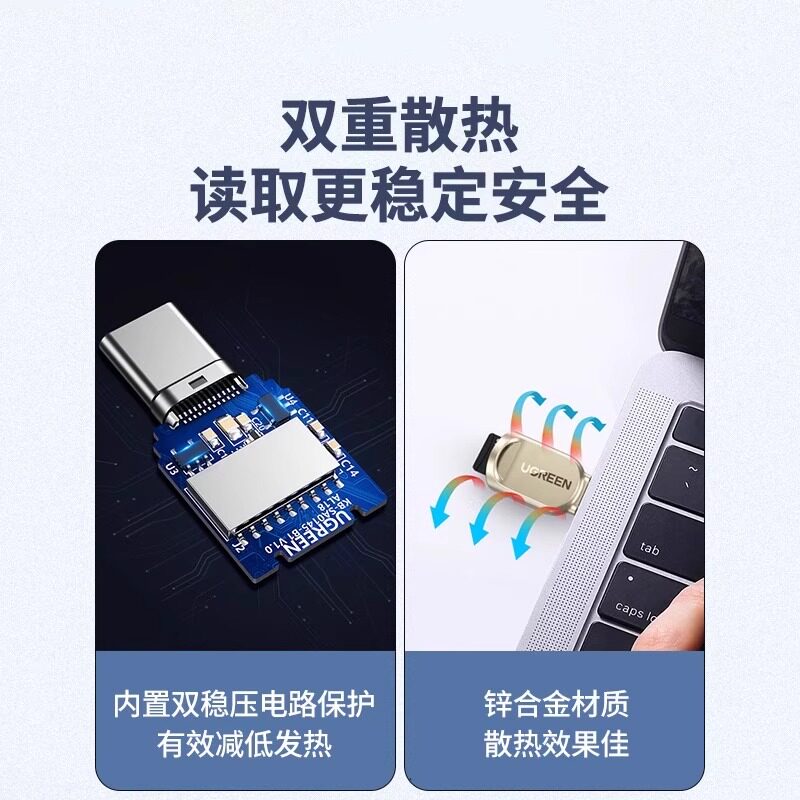 绿联tf卡读卡器typec手机高速usb3.0车载sd内存卡otg多功能U盘转换器适用苹果17华为笔记本电脑ccd相机读取