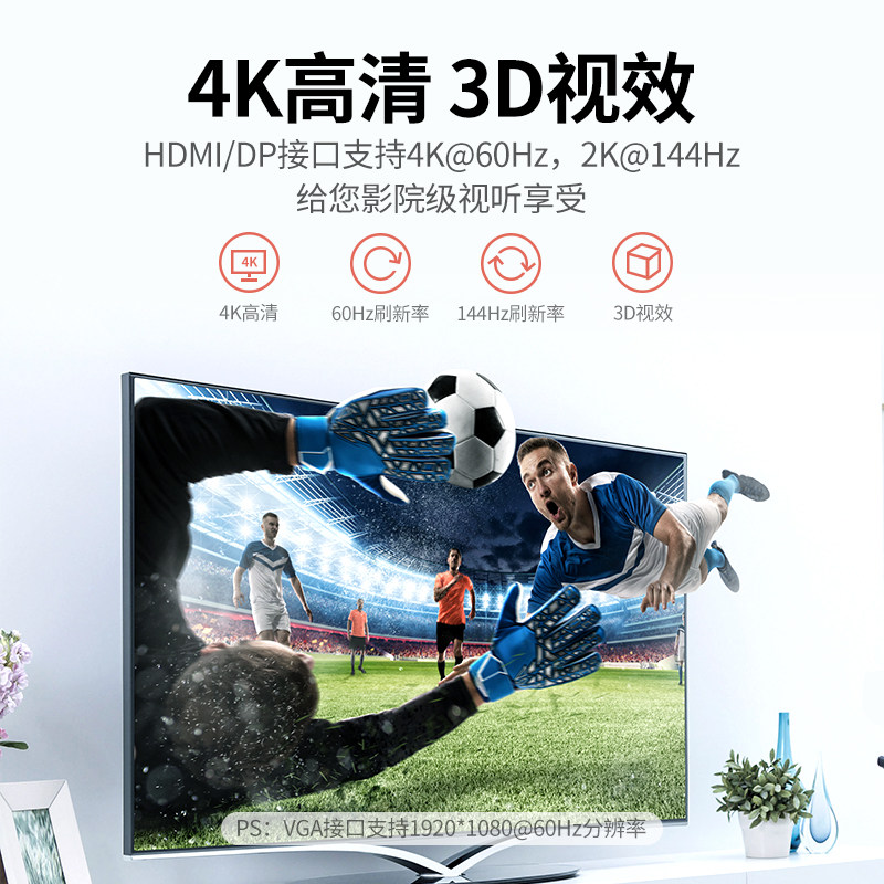 绿联Typec转dp扩展坞拓展HDMI视频转换器VGA转接头电脑配件连投影仪显示器电视投屏适用于笔记本平板手机
