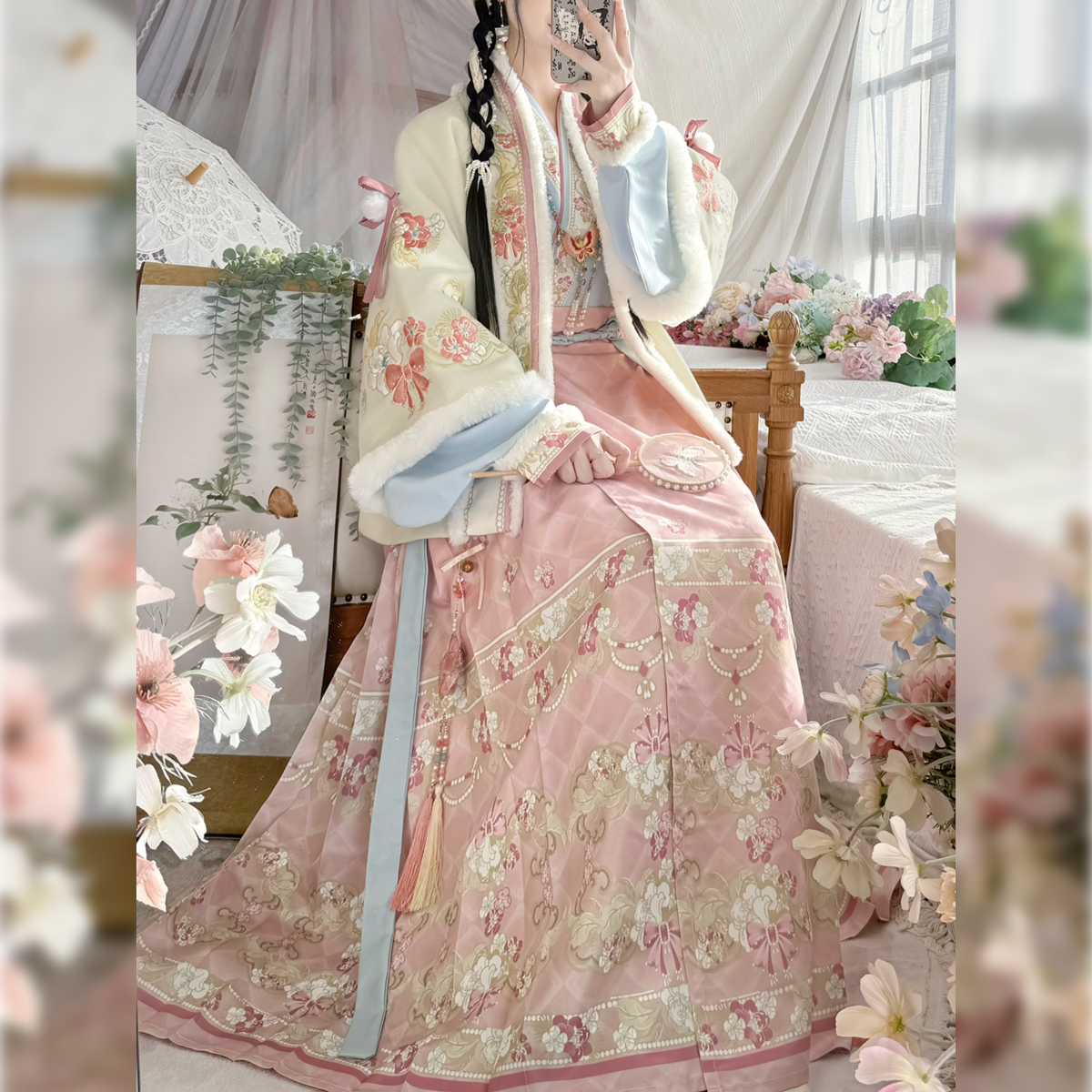 栀言记原创【豆沙板栗】汉服女重工刺绣宋制披袄拜年服冬款加绒,淘宝优惠券,粉丝福利购,淘宝优惠卷