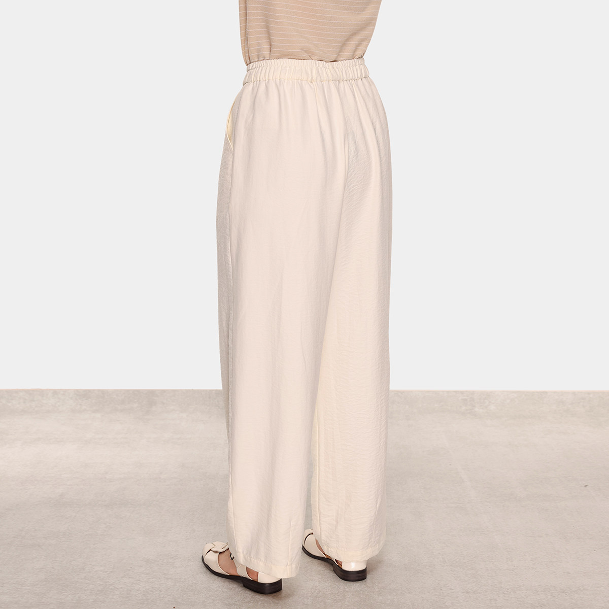 ROSEPLUS米白色休闲运动直筒阔腿裤女夏季薄款大码宽松垂感长裤子,淘宝优惠券,粉丝福利购,淘宝优惠卷