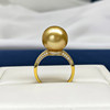 12-13mm 925 silver thick gold South Sea gold pearl seawater pearl open ring fashionable and diverse hair one