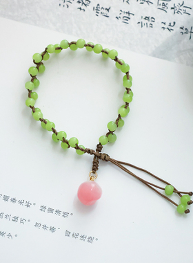 清新绿葡萄青提手串DIY材料包森系手串手链礼物七夕送闺蜜送女友