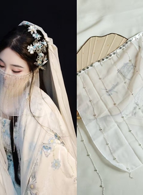 古风头饰面纱汉服挂耳式冷清感面帘古装仙女异域风遮脸面巾面纱