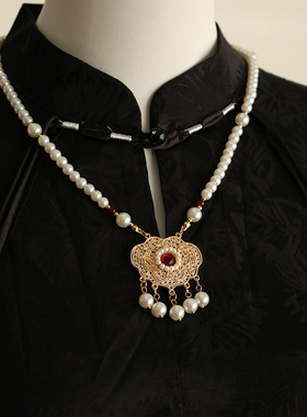 儿童璎珞马面裙配饰古风珍珠项链