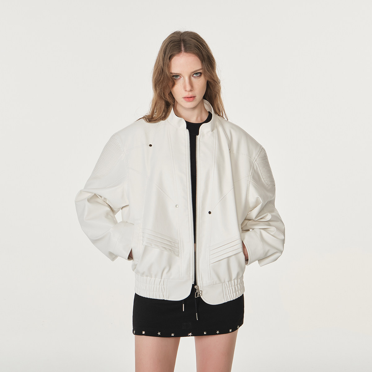 FORNINES黑色垫肩皮衣外套男潮牌美式复古短款高品质pu皮机车夹克,淘宝优惠券,粉丝福利购,淘宝优惠卷