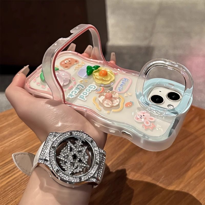 适用苹果16promax手机壳新款iPhone15pro双支架波浪14plus防摔13女款12可爱青蛙xsmax云朵公仔XR全包保护套,淘宝优惠券,粉丝福利购,淘宝优惠卷