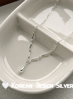 水滴波浪s925纯银项链女ins小众设计清冷风通勤气质高级感锁骨链