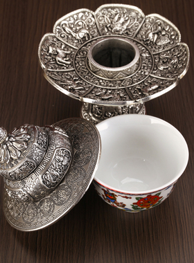 高脚茶架陶瓷多用托盘家用摆件供曼扎果盘八吉祥瑞兽龙供盘碗佛堂