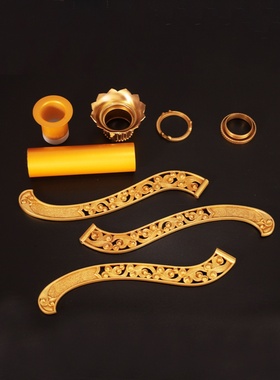 长柄手摇转轮底座纯铜莲花三脚架手柄底座插座支架黄铜转筒手转座