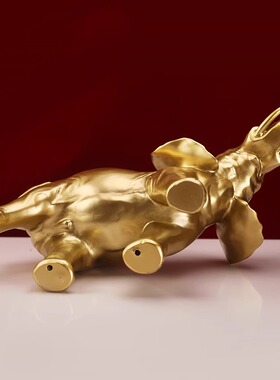 西藏式召家用财摆件佛前供奉吉祥居家创意树脂嵌钻金象组合装福慧